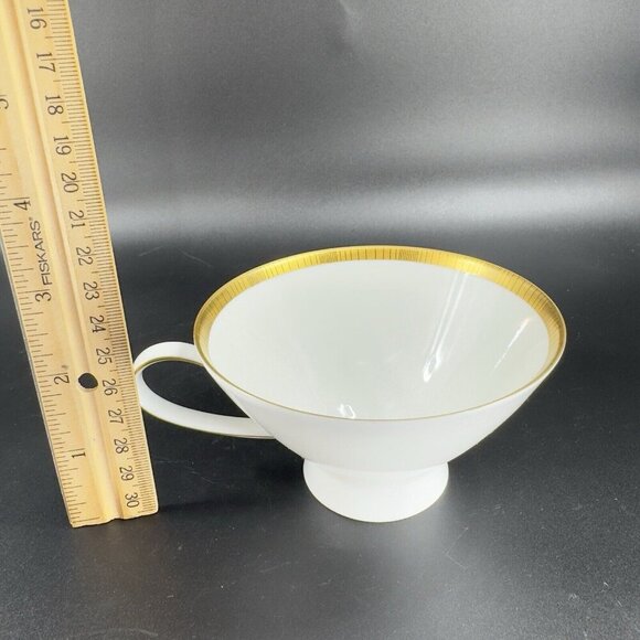 Rosenthal Germany 3680 White Gold Band Black Lines Tea Cup And Saucer Set 2 VTG - Picture 9 of 16